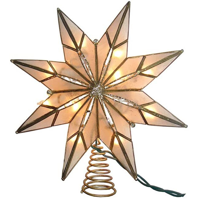 Stella Di Natale Kurt Adler Capiz Bethlehem – 10 Luci A Incandescenza, 29 Cm – In Metallo E Capiz, Con Lampadine Di Ricambio
